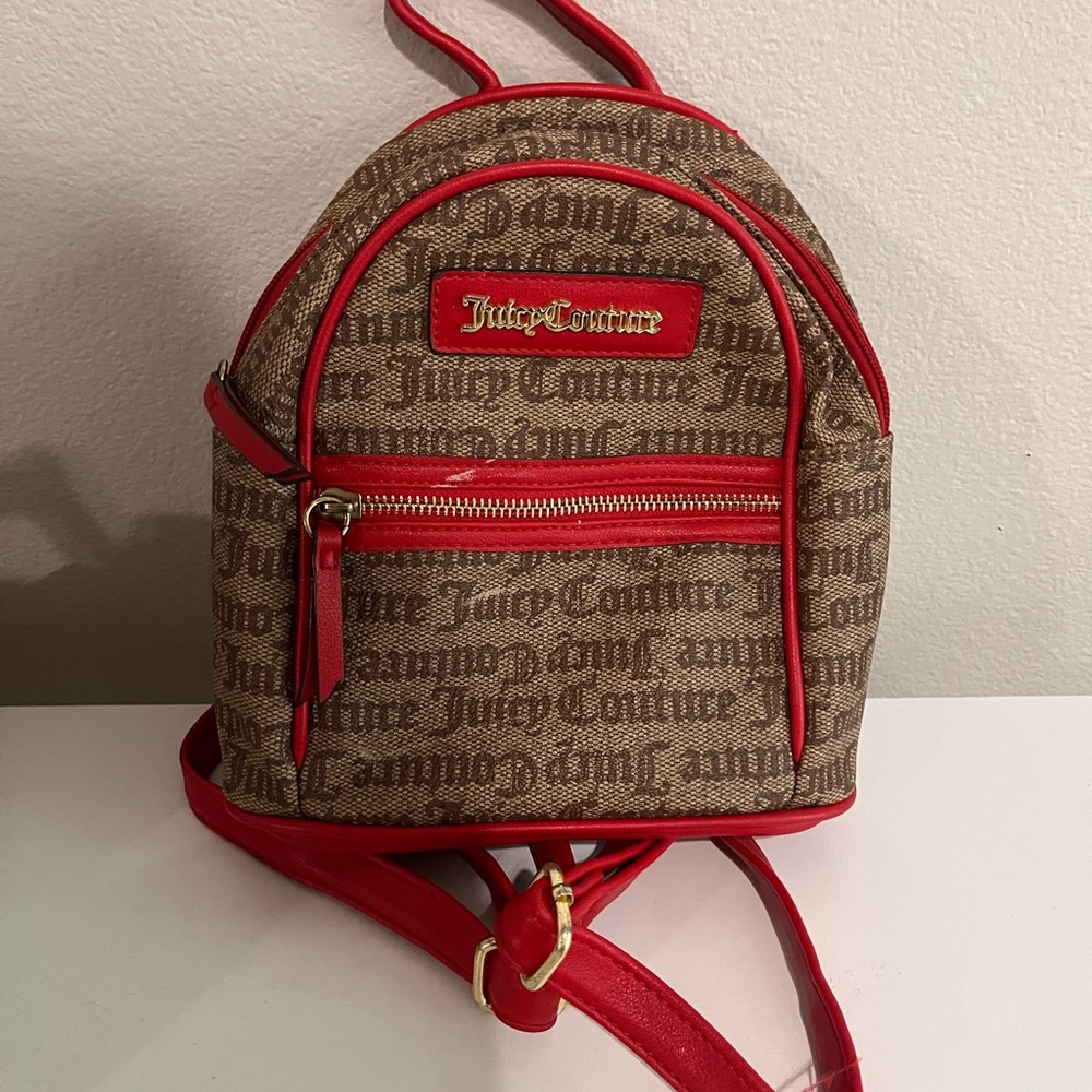 Juicy Couture Tan and Red Backpack